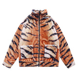 Men Cotton Mixed Jacket Coat Printed Plush Cotton Coat Jacket Loose Cotton Coat Winter Warm