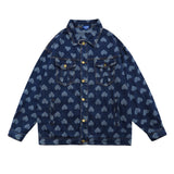 Men's Long Sleeve T Shirt Love Denim Shirt Men's Spring and Autumn Loose Leisure Workwear Long Sleeve