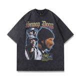 Men T Shirt Vintage Portrait Printing Distressed Short-Sleeved T-shirt Men's Loose