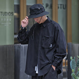 Men Long Sleeved T Shirt Men's Long Sleeve Spring and Autumn Loose Casual Design Outer Wear Shirt Coat