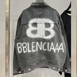 Graffiti Bomber Jacket Graffiti Cola Embroidery Denim