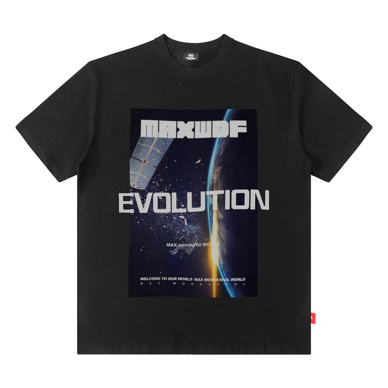 Men T Shirt Astronaut Printed Short-Sleeved T-shirt Men's Summer Top Loose
