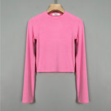 Women Long Sleeve Shirt Short Long Sleeve Top Female