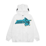 Men Fleece Lined Hoodie Letter Hooded Cardigan Sweater Men's Autumn and Winter Baggy Coat