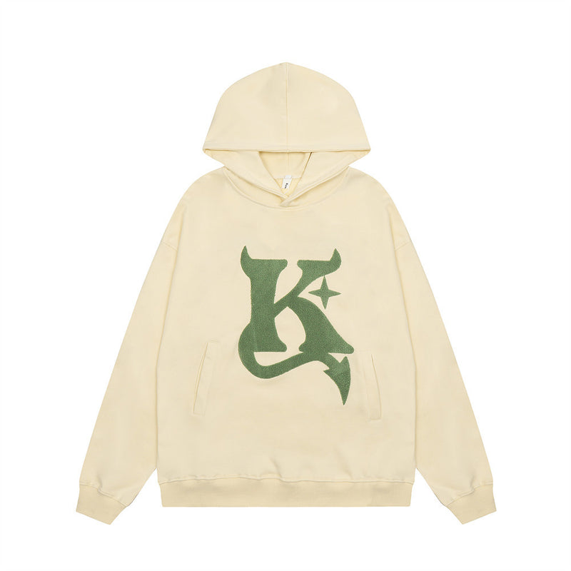 Men Hoodie Embroidered Hoodie Men's Spring and Autumn Loose Pullover Top