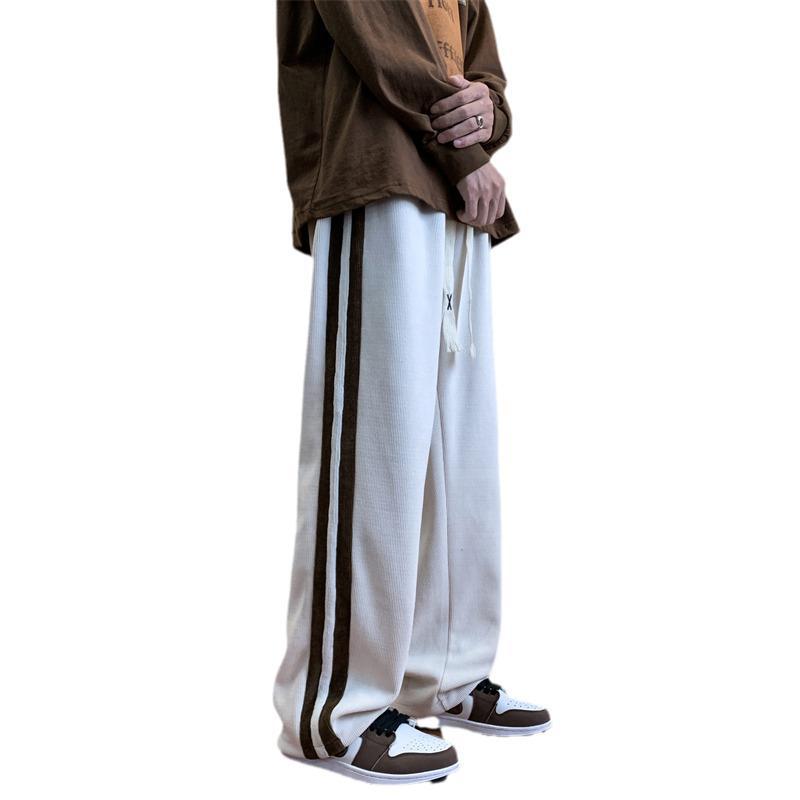 Men Sweatpants Striped Corduroy Pants Men Autumn Fashion Brand Straight Loose