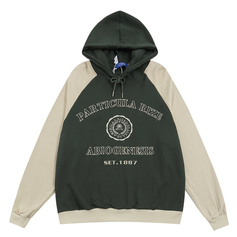 Men Hoodie Hooded Sweater Men's Letter Color Matching Sports Hoodie Loose
