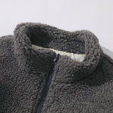 Men Cotton Mixed Jacket Coat Berber Fleece Coat Men's Autumn and Winter Stand Collar Zipped Cotton-Padded Jacket Loose