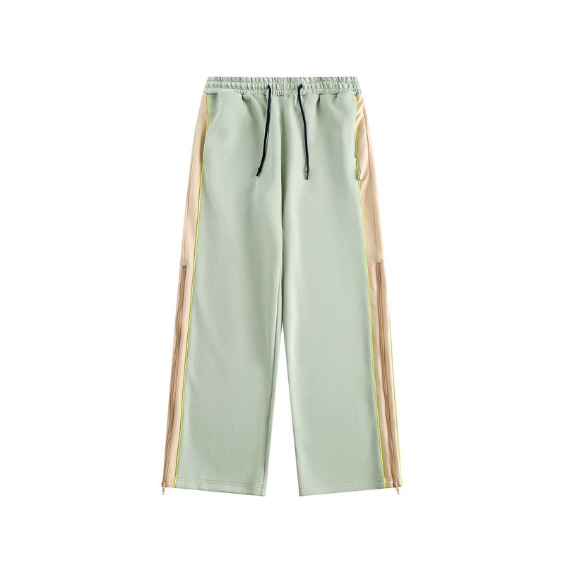 Unisex Pants Autumn Side Seam Zipper Contrast Color Trousers
