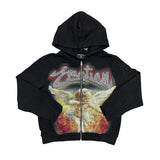Mixed Emotion hoodie Masked Angel Hot Diamond Zip Cardigan Sweater Jacket Loose Hoodie