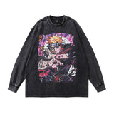Men Long Sleeve Shirt Printing Worn Looking Washed-out Tee Spring and Autumn Long Sleeve T-shirt Male