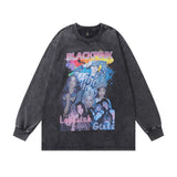 Men Long Sleeve Shirt Women's Team Portrait Printing Distressed Long Sleeve T-shirt Men and Women Retro