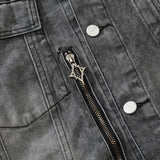 Men Denim Jacket Denim Coat Men's Clothing Spring and Autumn Loose Washed-out Distressed Jacket
