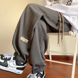 Men Sweatpants Men's Spring Waffle Sweatpants Loose Casual