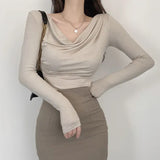 Women Long Sleeve Shirt Women Slimming Sense of Design