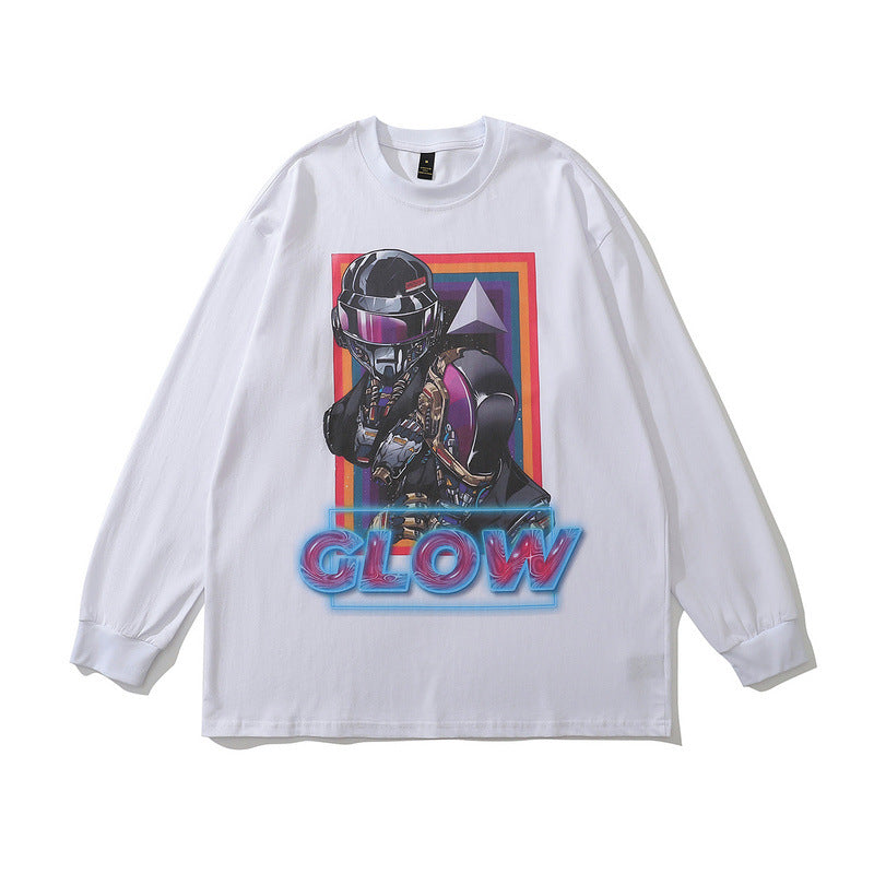 Men Long Sleeve Shirt Dark Printed Long Sleeve T-shirt Men Loose Sweater