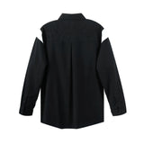 Men Long Sleeved T Shirt Color Matching Stitching Embroidered Letter Long Sleeve Lapel Shirt Men Ins