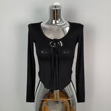 Women Long Sleeve Shirt Bottoming Shirt Curved Top Autumn Long Sleeve