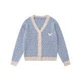 Women Sweater Color Matching Sweater Button Casual Long Sleeve