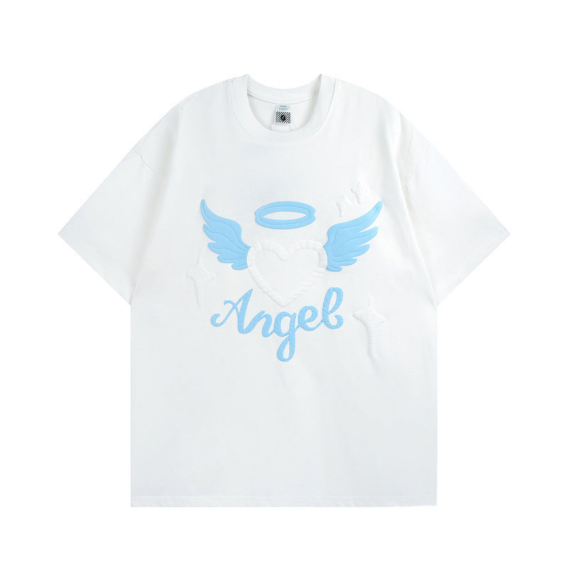 Men T Shirt Sweet Cool Love Puff Print Couple Short Sleeve T-shirt Men and Women