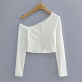 Women T-shirt Spring Short Tight Long Sleeve Bottoming Shirt Top