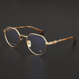 CHH Chrome Hearts Glasses Gold Silk Glasses Frame Retro Women's Ultra Light Polygon Pure Titanium Vision Frame
