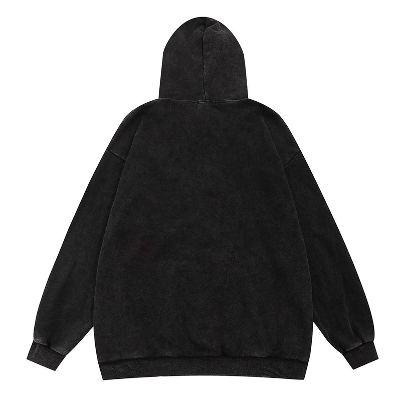 Men Hoodie Printed Hoodie Men's Spring and Autumn Loose Casual Long Sleeves Washed Old