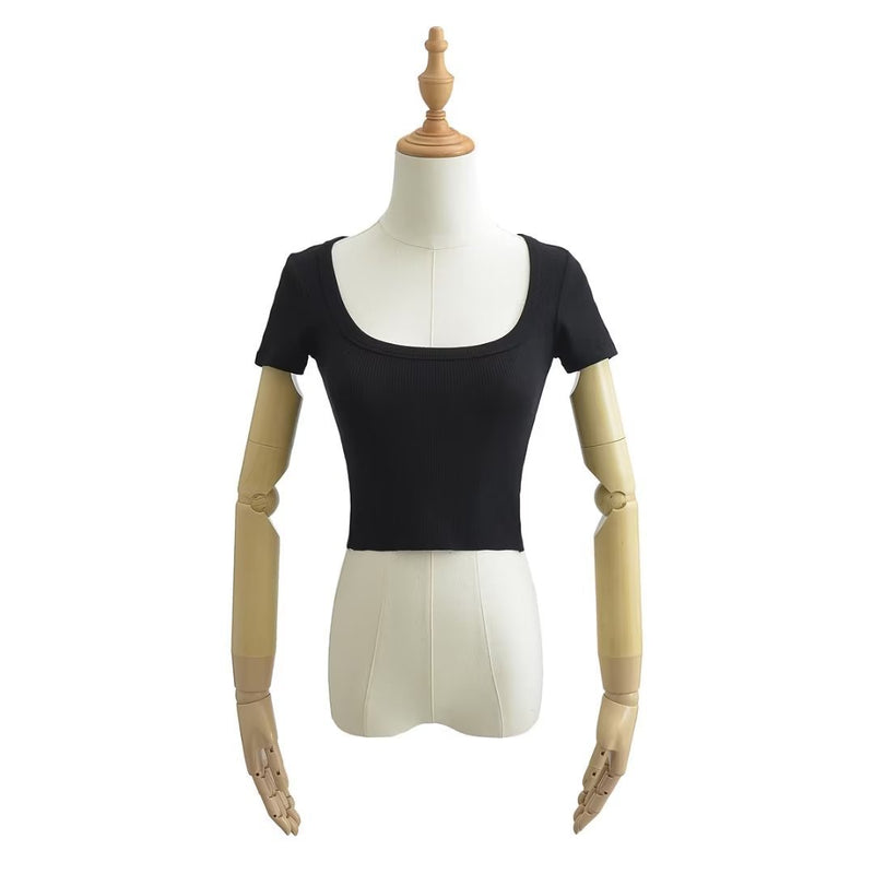 Women T-Shirt Short Sleeve All-Matching Slim Fit Slimming Top