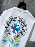 CHH Chrome Hearts T Shirts Classic Big Horseshoe Colored Cross Sanskrit Short Sleeve