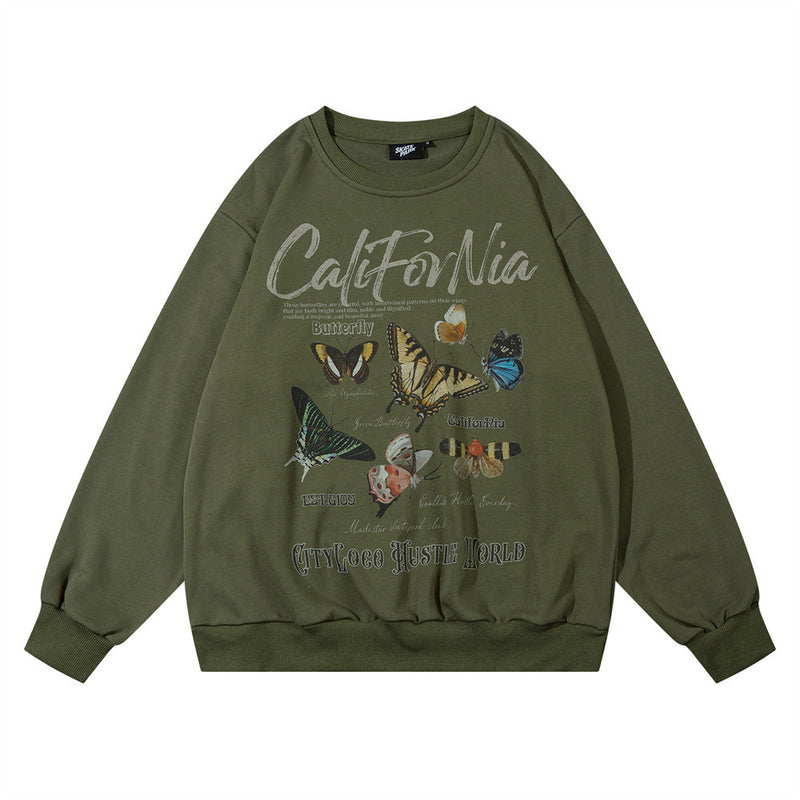 Men Hoodie Printed round Neck Long-Sleeved Sweater Men's Autumn and Winter Loose Sports Pullover