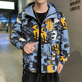 Graffiti Bomber Jacket Men's Spring and Autumn Hooded Jacket