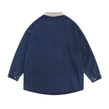 Men Long Sleeve T Shirt Denim Top Drawstring Polo Shirt Men's Spring and Autumn Long Sleeve Denim Shirt