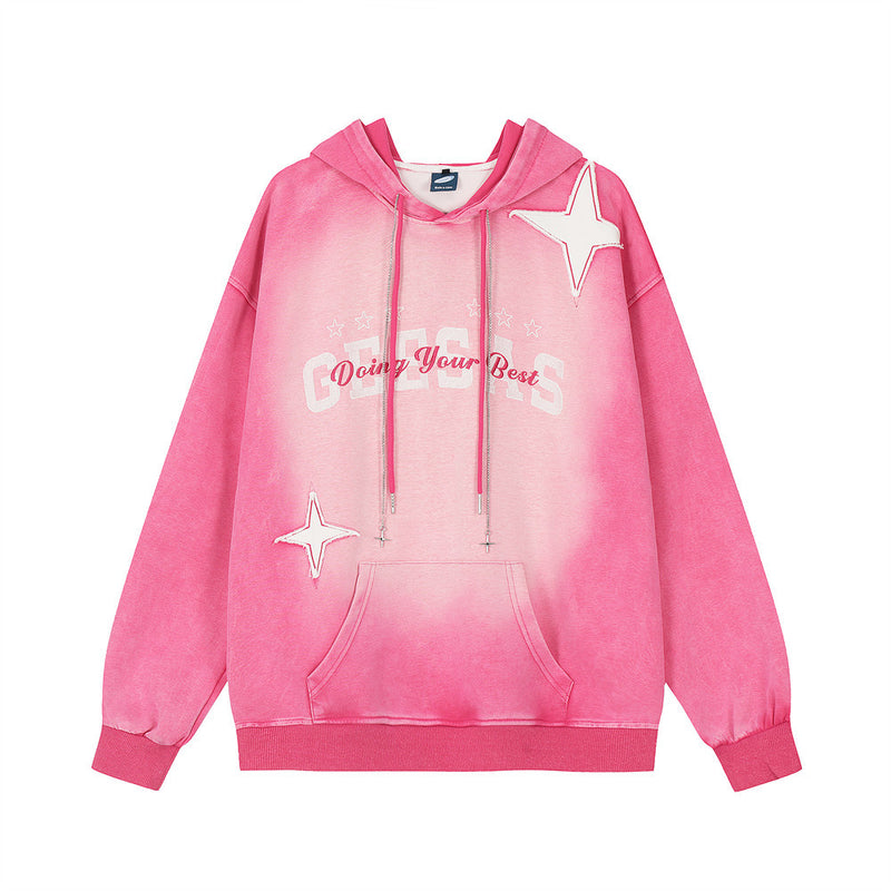 Men Hoodie Cross XINGX Patch Spray Painting Distressed Hooded Bathroom