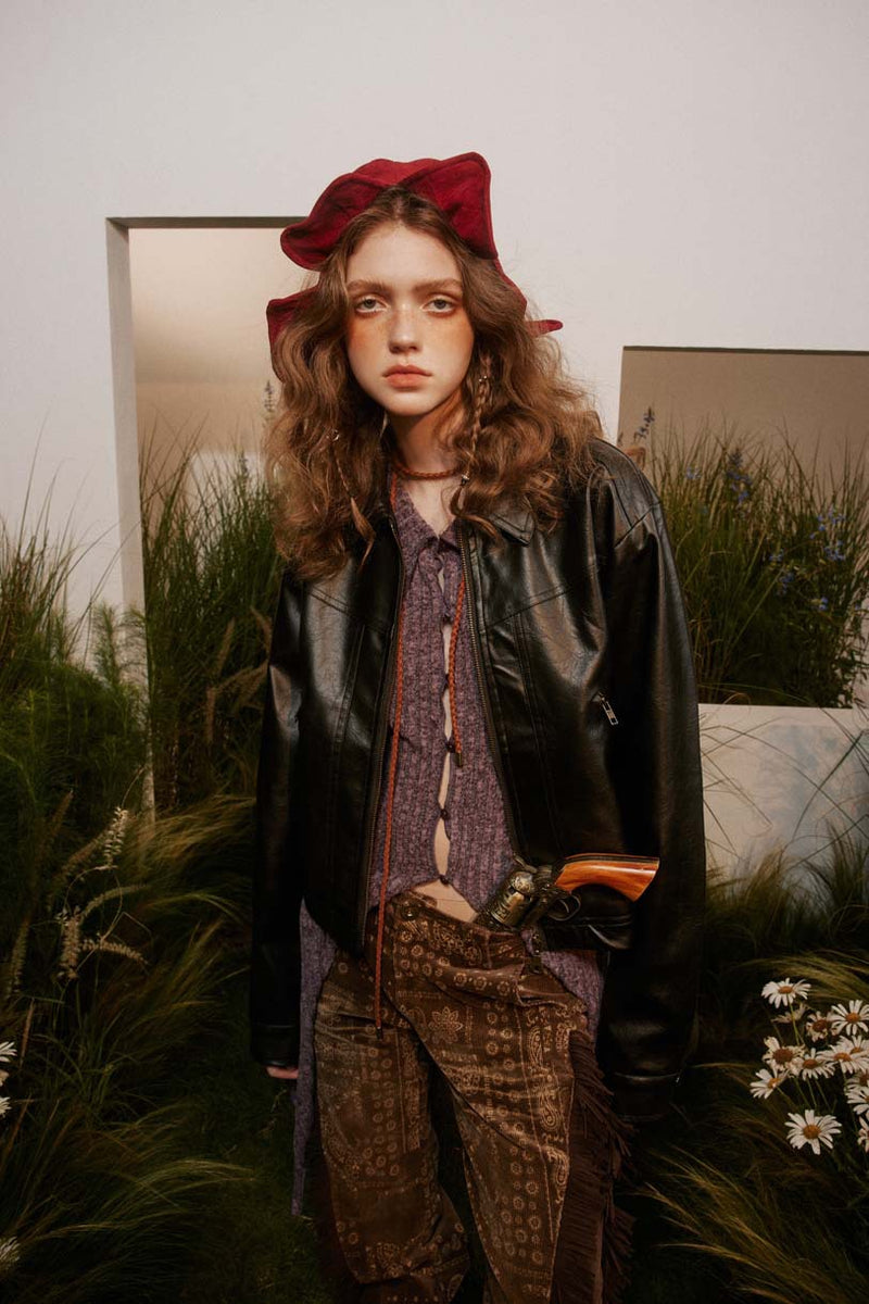Unisex Jacket Autumn Retro Shoulder Pu Coat