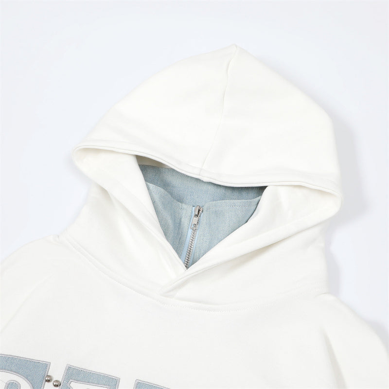 Men Hoodie Turtleneck Hooded Sweater Men's Paste Cloth Embroidery Letter Pullover