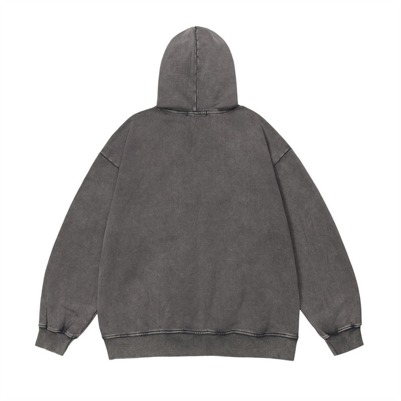 Men Hoodie Lightning Print Sweater Pullover Loose Autumn Washed and Worn Hoodie Fashion Brand Hip Hop