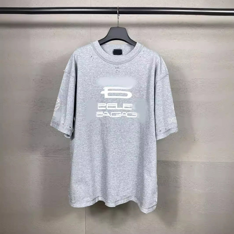 Men T-shirts Alphabet Short Sleeve T-Shirt Loose Crew Neck Half Sleeve Casual