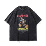 Men T Shirt Worn Looking Washed-out Portrait Short-Sleeved T-shirt Men Hiphop