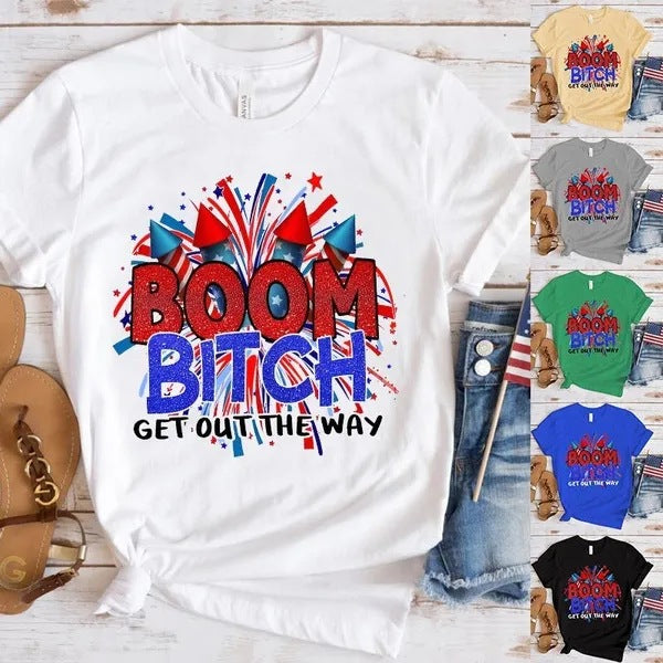 Women's Independence Day T Shirt round Neck Short Sleeve T-shirt Women's Top