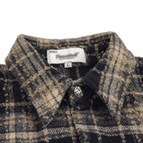 Men Long Sleeved T Shirt Spring and Autumn Lattice Long Sleeve Shirt Coat Vintage Cat Raw-Cut Edges Loose Shirt