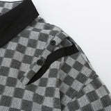 Men Long Sleeved T Shirt Contrast Color Long Sleeves Shirt Spring and Autumn High Street Loose Turn Button Shirt