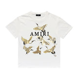 Amiri T Shirt Crane Print Casual Round Neck
