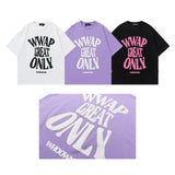 Men T Shirt Letter Short Sleeve T-shirt Men's Retro Loose Pure Cotton Couple