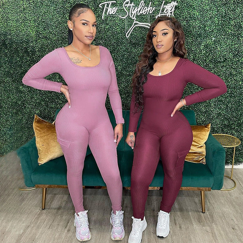 Women Jumpsuit Women's Fall Winter Fashion Long Sleeve One-Piece Trousers