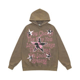 Men Hoodie XINGX Letter Print Sweatshirt Men's Hip Hop Rock Wash Pullover Hoodie