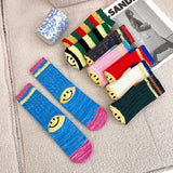 Kapital Sock Hitian Hehong Heel Smiley Face Socks Ins Trendy Street Mid-Calf Autumn and Winter Wool Thick Thread Knitted Socks