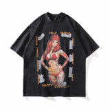 Men T Shirt Vintage Print Short Sleeves Men's and Women's Fashion Brand T-shirt Loose round Neck