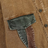 Men Denim Jacket Design Color Block Denim Jacket Men's Spring and Autumn Loose Wash Denim Jacket