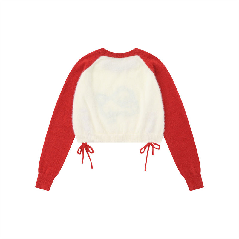 Women Sweater Short Sweater for Girls Autumn Crew Neck Color Matching Sweater