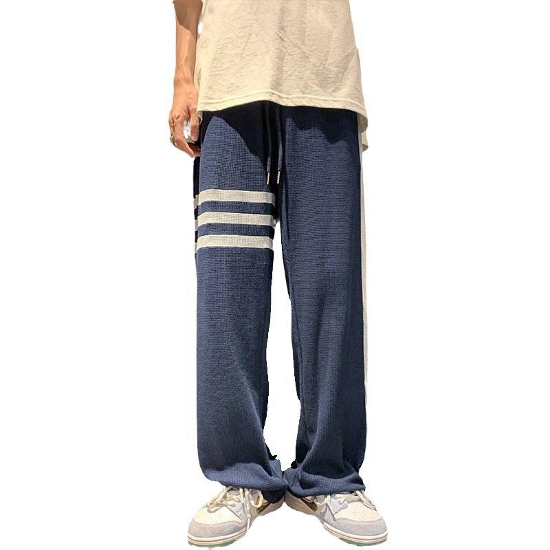 Men Sweatpants Waffle Pants Men's Summer Sports Straight Loose